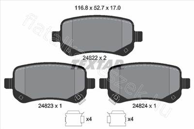 FÉKBETÉT KÉSZLET, TÁRCSAFÉK - JOURNEY, GRAND, JC,, FREEMONT, ROUTAN - 2482201, 2482201 -  - TEXTAR Egyéb 2482201