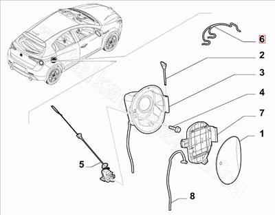 Tankajtó rögzítő rugó               - DELTA, GIULIETTA - 51851495, 51827753 -  - FIAT eredeti Eredeti új 51851495