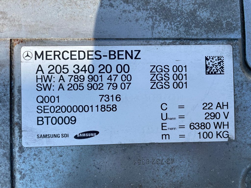 Mercedes C 350 e (W205) 2.0 Hybrid 279 LE hybrid akkumulátor a2053402000 5. kép