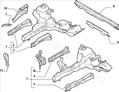 Bal váznyúlvány darab             - FIORINO - 52078809, 51877417 -  - FIAT eredeti Eredeti új 52078809