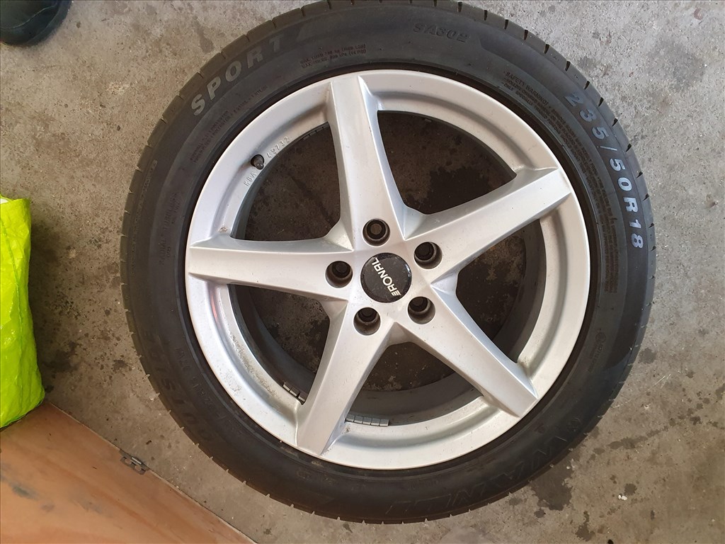  5x120 lyukosztású 18" újszerű RONAL alufelni, rajta 235/50 újszerű Wanli nyári gumi gumi  1. kép