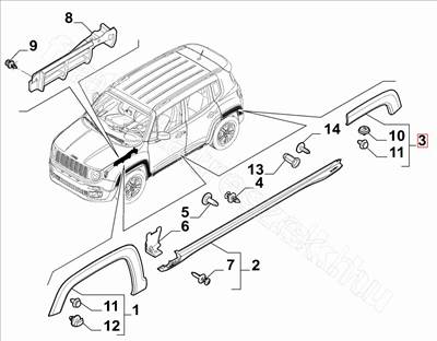 Sárvédő díszléc bal hátsó Renegade - RENEGADE - 735599036 -  - FIAT eredeti Eredeti új 735599036
