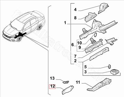 Váznyúlvány metrevítés bal      -  - 51984132 -  - FIAT eredeti Eredeti új 51984132