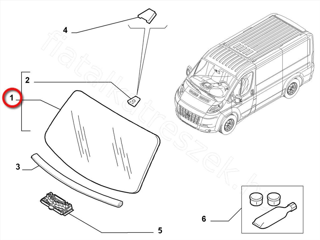 Első szélvédő - JUMPER, DUCATO, BOXER - 1362564080, 1348372080 -  - FIAT eredeti Eredeti új 1362564080 2. kép