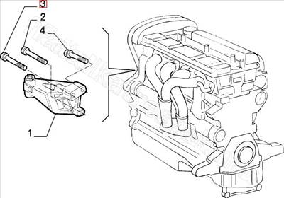 Motortartó bak csavar M10X105 - REGATA, GIULIA, PUNTO, GT, 146, TIPO - 7769691, 60622008 -  - FIAT eredeti Eredeti új 7769691