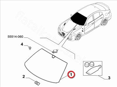 E. szélvédő - GIULIA - 50557234, 50555500 -  - FIAT eredeti Eredeti új 50557234