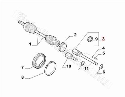 Féltengely szár jobb belső Doblo 1.6D - DOBLO, COMBO - 55263578 -  - FIAT eredeti Eredeti új 55263578
