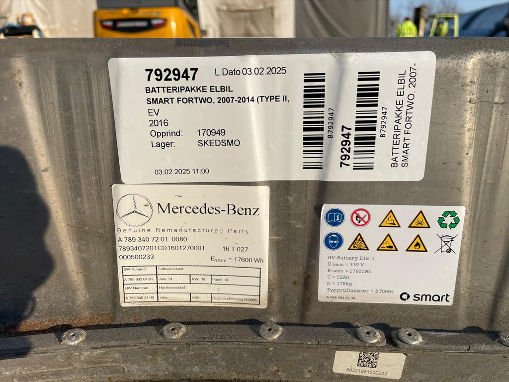 Smart Forfour III, Smart Fortwo III EV akkumulátor (HV akkumulátor, nagyfeszültségű akkumulátor) a7893407201 4. kép