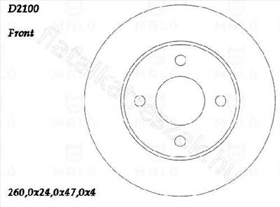 FÉKTÁRCSA ELSŐ  MONDEO, SCORPIO -  - AK.D/2100 -  - Akron Utángyártott új D/2100