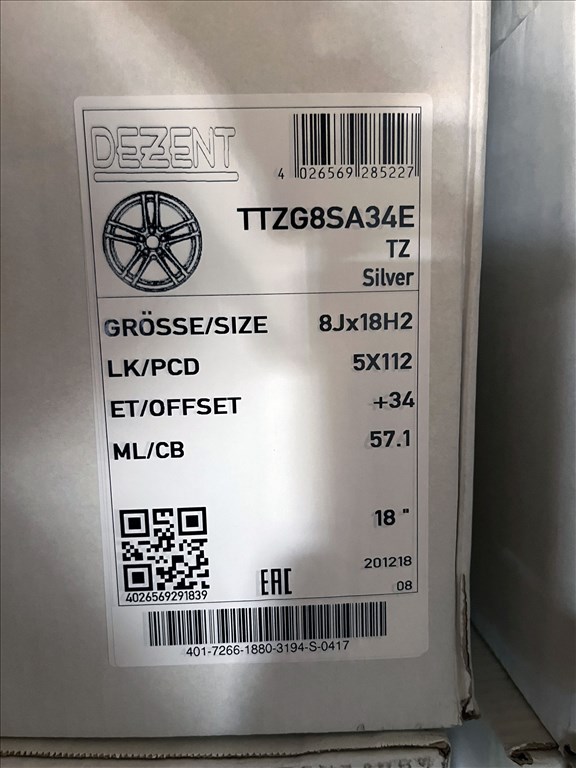 VW - Audi - Seat - Skoda 18" 5x112 Új Dezent alufelni eladó 18 coll 8. kép