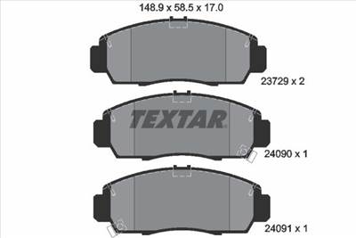 Fékbetét készlet TEXTAR 2372901 for HONDA, ACURA, PROTON