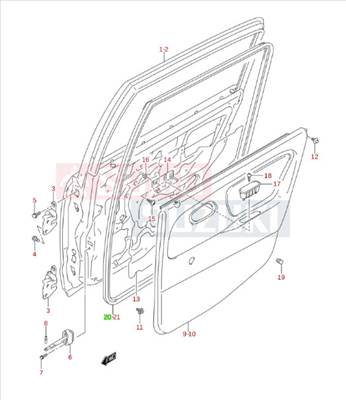 Suzuki Alto 2002-2006 Kédergumi jobb hátsó ajtó 84661M77G00