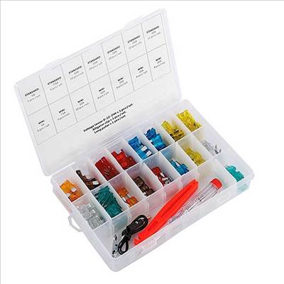 Mini autós biztosíték készlet teszterrel és csipesszel - 150 db-os