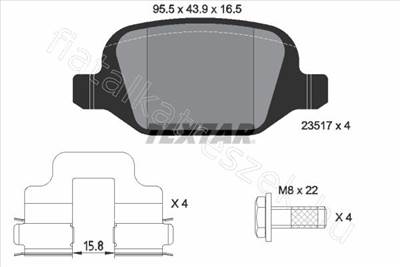 FÉKBETÉT KÉSZLET, TÁRCSAFÉK - 156, 147, LINEA, LYBRA, GT - 2351703, 2351703 -  - TEXTAR Egyéb 2351703