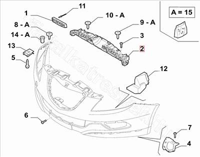 Első lökhárító felső középső tartó Delta - DELTA - 51819111 -  - FIAT eredeti Eredeti új 51819111