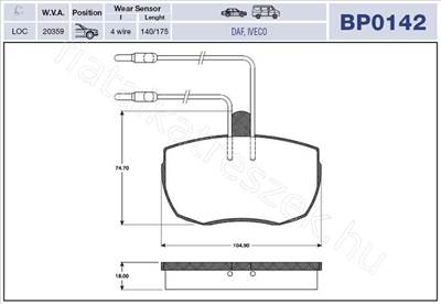 FÉKBETÉT GARN.  E. IVECO Daily, Grinta - AR, TRANSIT, DEFENDER, MASTER, B, DAILY - GD.BP0142 -  - MAGNETI MARELLI Utángyártott új BP0142