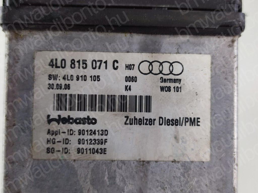 AUDI Q7 (4LB) Webasto állófűtés (részeivel) (4L0815071C) 2. kép