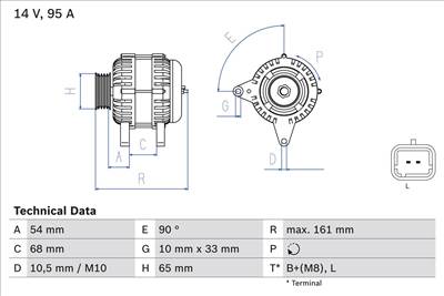 generátor BOSCH 0 986 080 960 for NISSAN, RENAULT, DACIA, PROTON