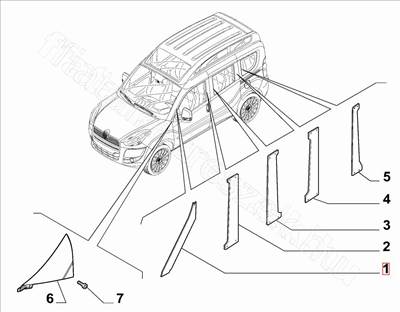 Bal első ajtó keret első fólia - DOBLO, COMBO - 735498058 -  - FIAT eredeti Eredeti új 735498058