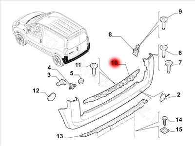 Lökhárító merevítő hátsó - FIORINO, QUBO, NEMO, BIPPER - 1355231080 -  - FIAT eredeti Eredeti új 1355231080