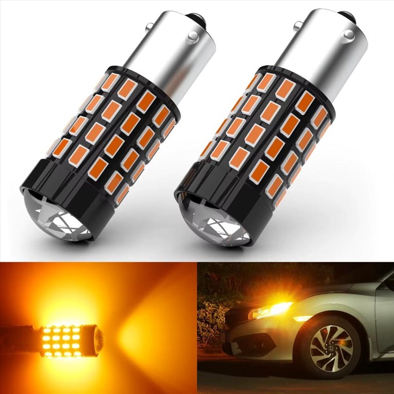 H21W BAY9S LED index - irányjelző izzó égő borostyán sárga - narancssárga Canbus 2db-os készlet✔️ 4. kép