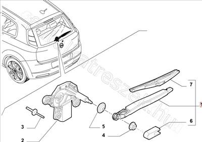 Ablaktörlő hátsó komplett Punto - GRANDE, PUNTO - 55701469 -  - FIAT eredeti Eredeti új 55701469