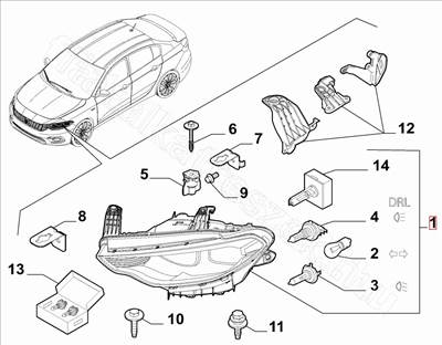 Fényszóró bal első Tipo - TIPO - 52145170, 52082282 -  - FIAT eredeti Eredeti új 52145170