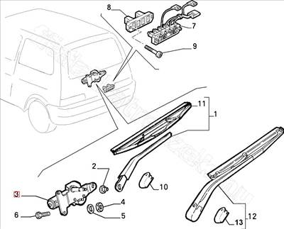 Hátsó ablaktörlő motor CINQUECENTO - CINQUECENTO - BO.7656754, 7656754 -  - FIAT eredeti  7656754
