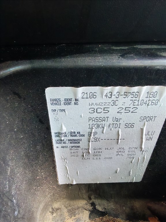 Volkswagen Passat B6 Variant 2.0 TDI 6 seb kézi váltó, JLU kóddal, 316159km-el eladó jlu6seb vwb63c 6. kép