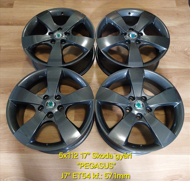 5x112 17" SKODA gyári "PEGASUS" alufelni garnitúra - stormgrau met. 3. kép