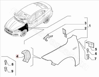 Bal első sárvédőtartó lemez Tipo - TIPO - 51984789 -  - FIAT eredeti Eredeti új 51984789