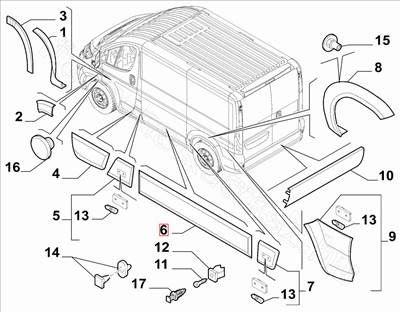 Tolóajtó díszléc fekete - JUMPER, DUCATO, BOXER - 735684300, FT90871 -  - FIAT eredeti Eredeti új 735785475