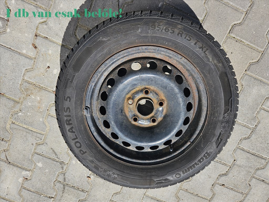  5x112 15" gyári lemezfelni, 195/65 Barum téli gumi (18992) 1. kép