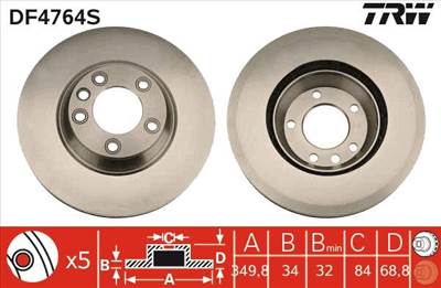 féktárcsa TRW DF4764S for VW, SEAT, SKODA, PORSCHE, …