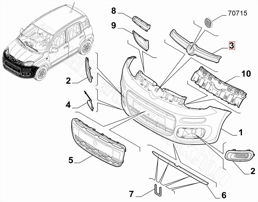 Hűtőrács - PANDA - 735537029, 735537028 -  - FIAT eredeti Eredeti új 735537029 2. kép