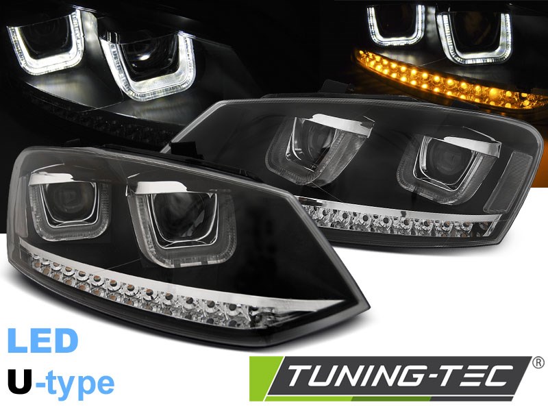 VW POLO 6R 09-03.14 U-TYPE LED BLACK Tuning-Tec Fényszóró 1. kép