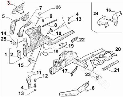 Bal váznyúlvány részelem Giulia - GIULIA - 50548097, 50536458 -  - FIAT eredeti Eredeti új 50548097