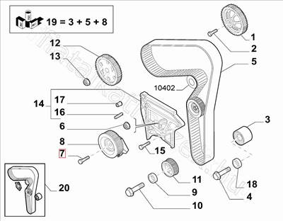 Feszítő görgő csavar - COMPASS, CROMA, 9-3X, DELTA, BLS, CASCADA - 73501847 -  - FIAT eredeti Eredeti új 73501847