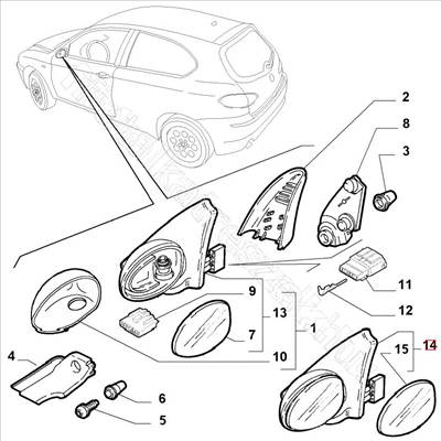 B. visszapillantó tükör - 147 - 156093048 -  - FIAT eredeti Eredeti új 156093048