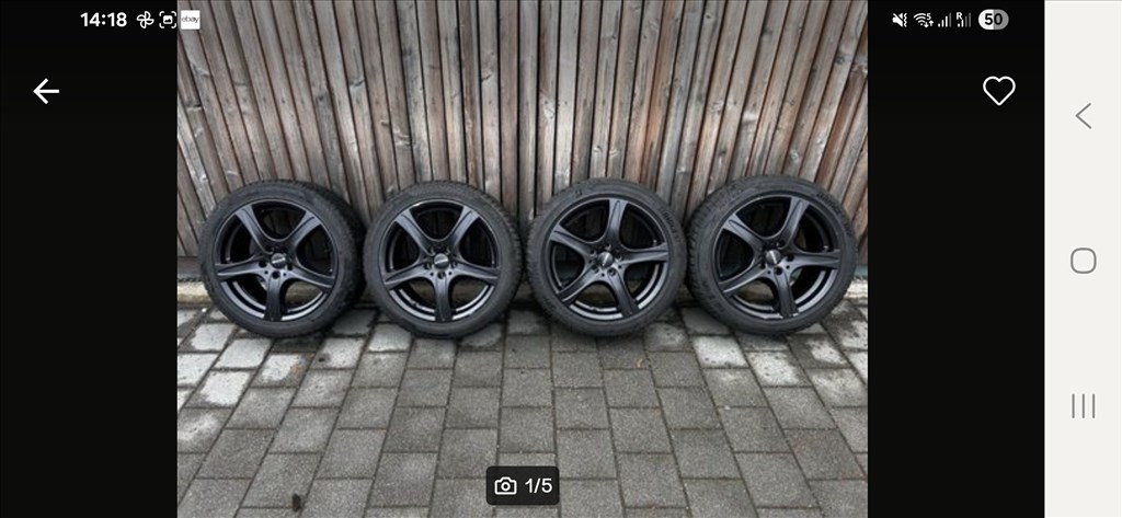  5x112 lyukosztású 18" használt RONAL alufelni, rajta 235/45 használt Nokian téli gumi  1. kép