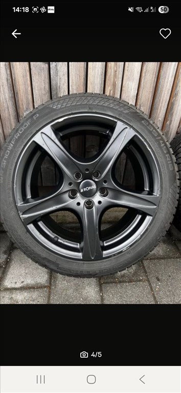  5x112 lyukosztású 18" használt RONAL alufelni, rajta 235/45 használt Nokian téli gumi  4. kép