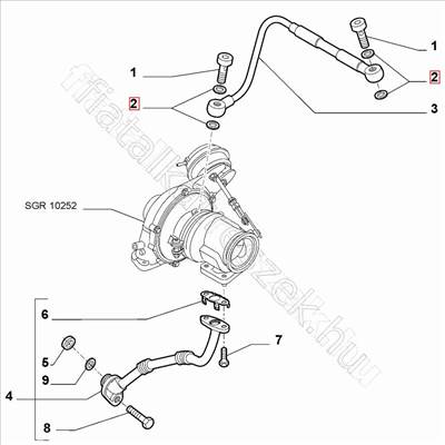 Tömítés olajcsőhöz a turbófeltöltőnél - REGATA, GIULIA, PUNTO, GT, 146, TIPO - 55232972 -  - FIAT eredeti Eredeti új 55232972