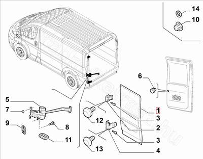 Bal hátsó ajtó              - JUMPER, DUCATO, BOXER - 53308006, 53367589 -  - FIAT eredeti Eredeti új 53308006