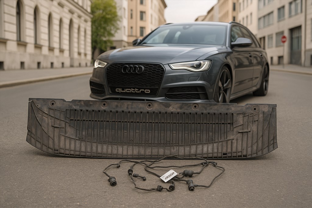 Audi A6 (C7 - 4G) első lökhárító alsó burkolat PDC kábelköteggel  4g5971095 4g5971095h 1. kép