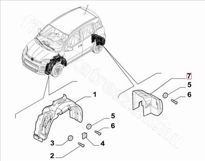 Bal hátsó dobbetét Panda - PANDA - 52121794, 51923602 -  - FIAT eredeti Eredeti új 52121794