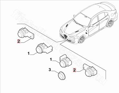 Tolató szenzor  - GIULIA, STELVIO, DUCATO, 500L - 53385934, 735694774 -  - FIAT eredeti Eredeti új 53385934
