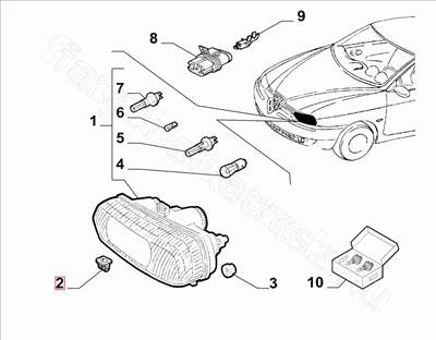 Fényszóró rögzítő hüvely - 156, CROMA, DELTA, DOBLO, DUCATO - 82435506, 60814699 -  - FIAT eredeti Eredeti új 82435506