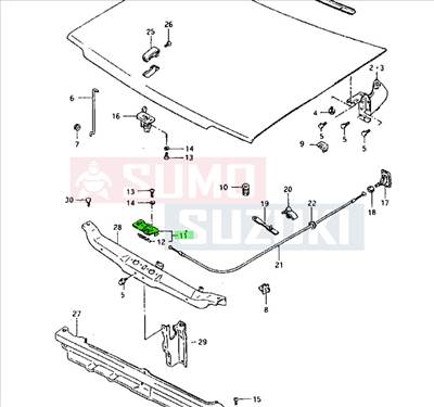 Maruti 800 motorháztető zárszerkezet alsó 82110-81001
