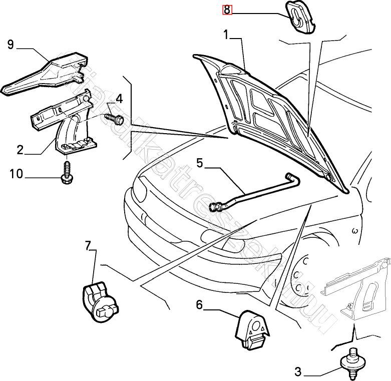 Motorháztető kit. patent - GRANDE, MITO, PUNTO, DUCATO - 82467481, 60607024 -  - FIAT eredeti Eredeti új 82467481 2. kép