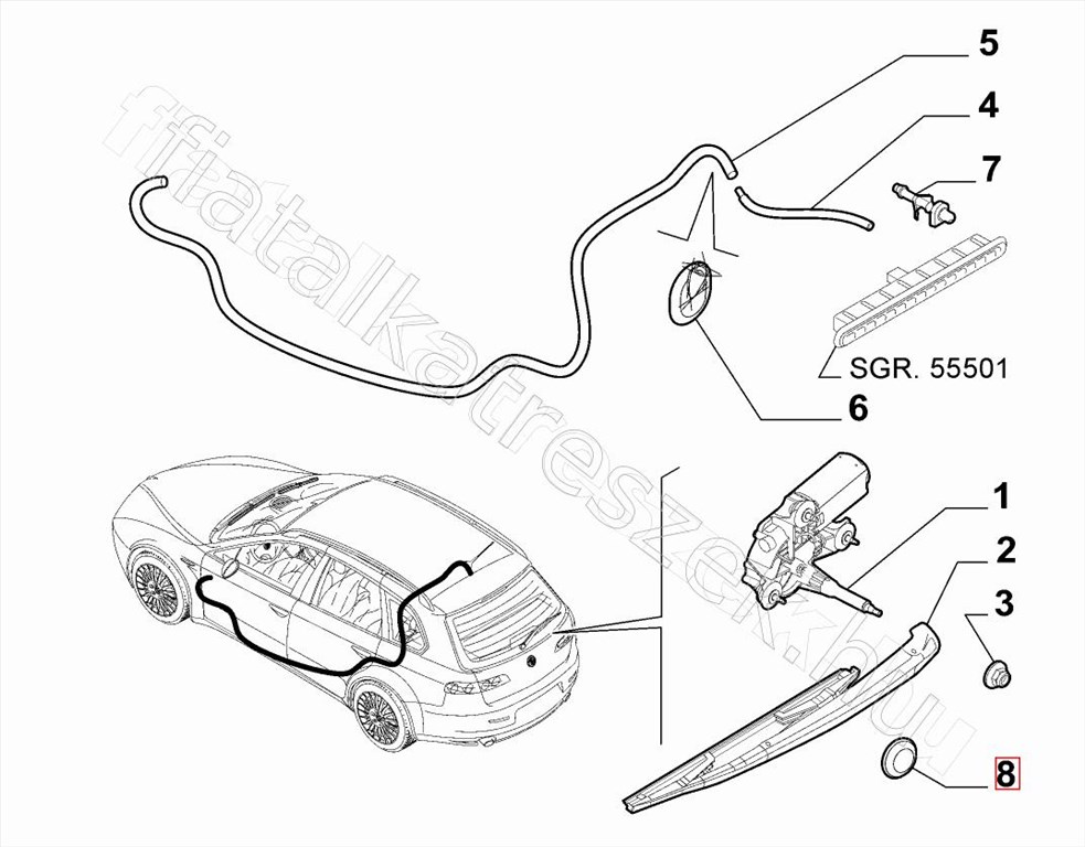 Hátsó ablaktörlő motor tömítés - BRAVO, MUSA, STILO, 500, 159, IDEA - 46780672 -  - FIAT eredeti Eredeti új 46780672 1. kép